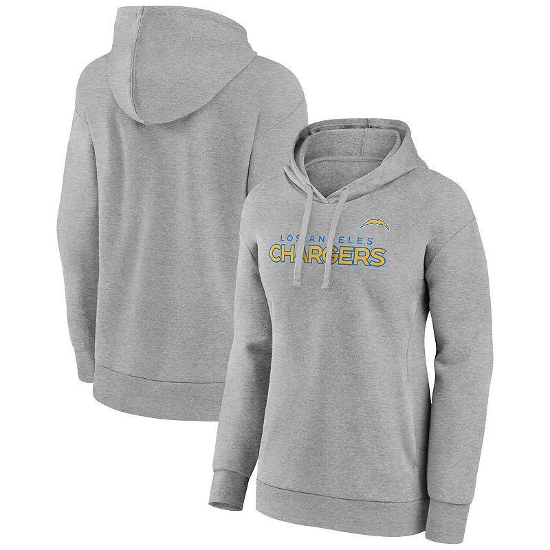 Womens Fanatics Heathered Gray Los Angeles Chargers Checklist Crossover V-Neck Pullover Hoodie Product Image