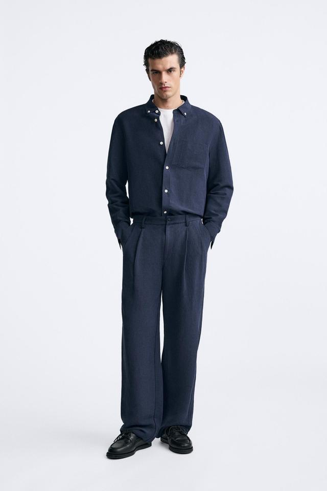 LINEN AND SILK BLEND PANTS Product Image