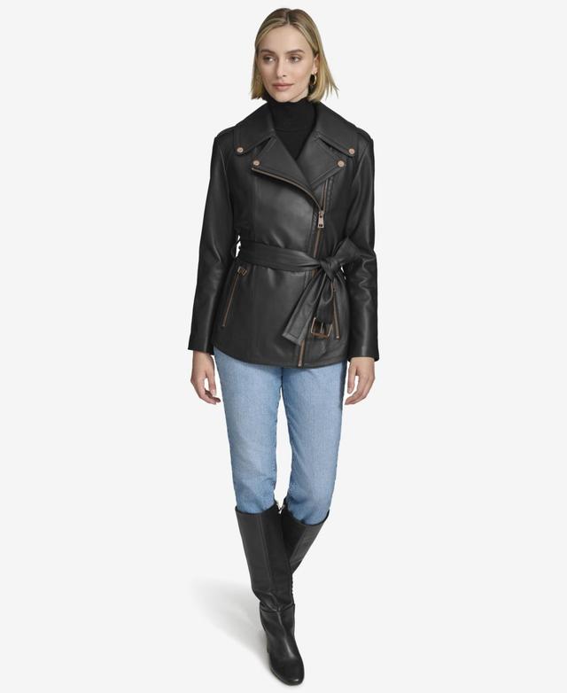 Andrew Marc Black Label Womens Delphine Belted Leather Jacket Product Image