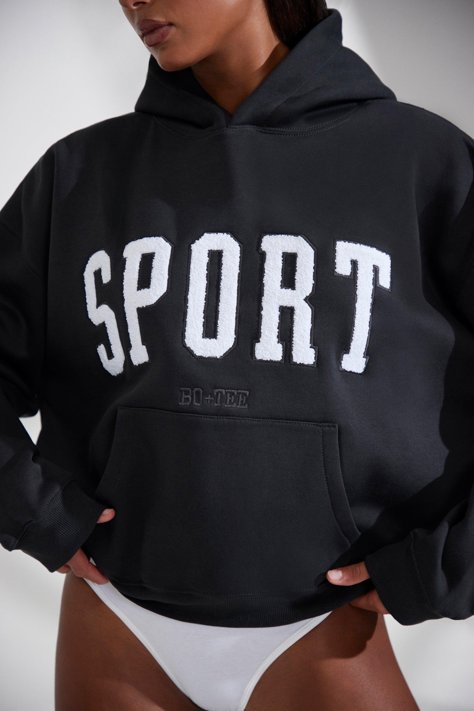 Oversized Hooded Sweatshirt in Black Product Image