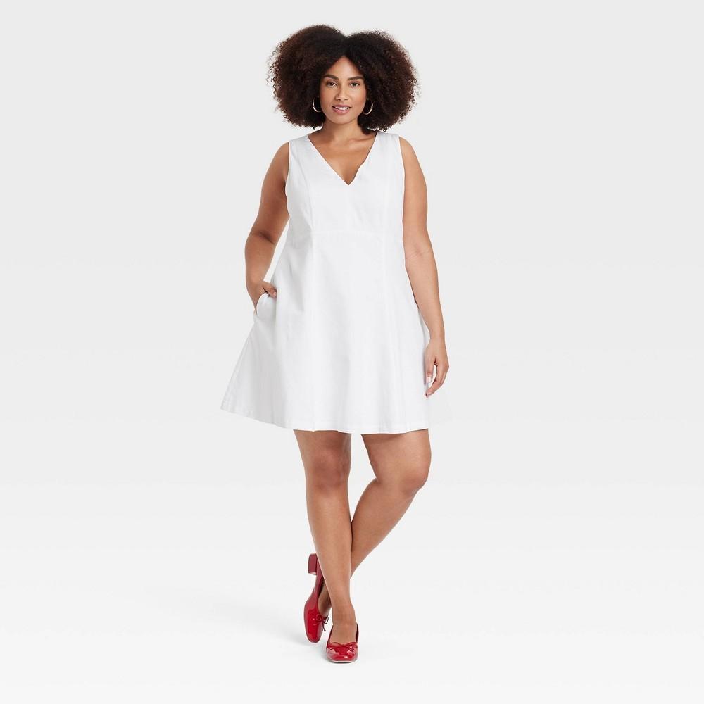 Womens Fit & Flare Mini Dress - A New Day White 22 Product Image