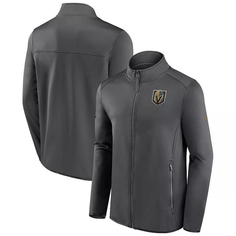 Mens Fanatics Branded Gray Vegas Golden Knights Authentic Pro Rink Fleece Full-Zip Jacket Black Product Image