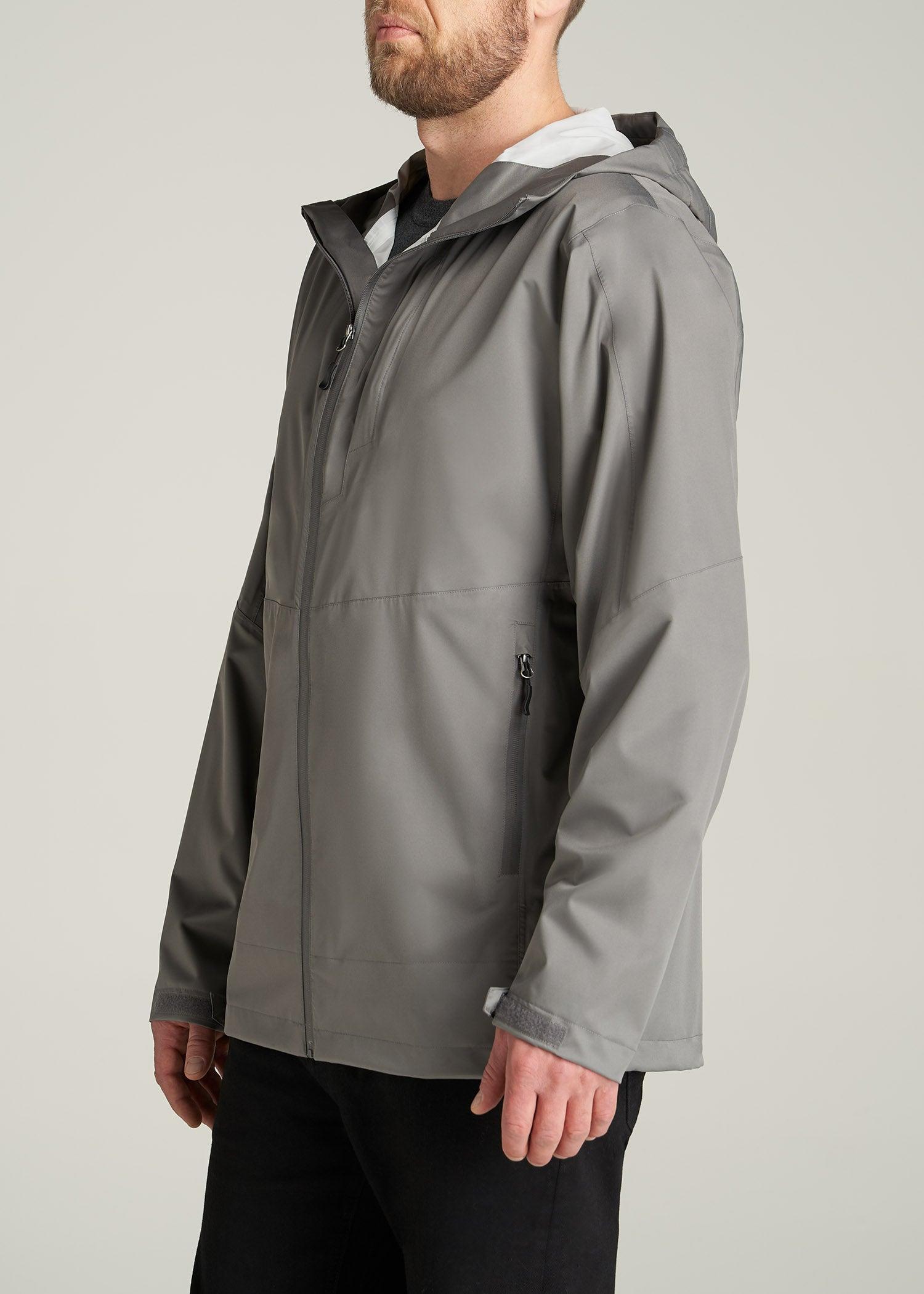 Men's Tall Hooded Rain Coat in Quarry Grey Male Product Image