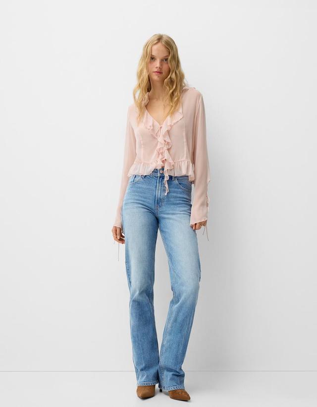 Relaxed straight-fit high-waist jeans Product Image