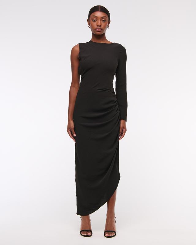 One-Sleeve Draped Midi Dress Product Image