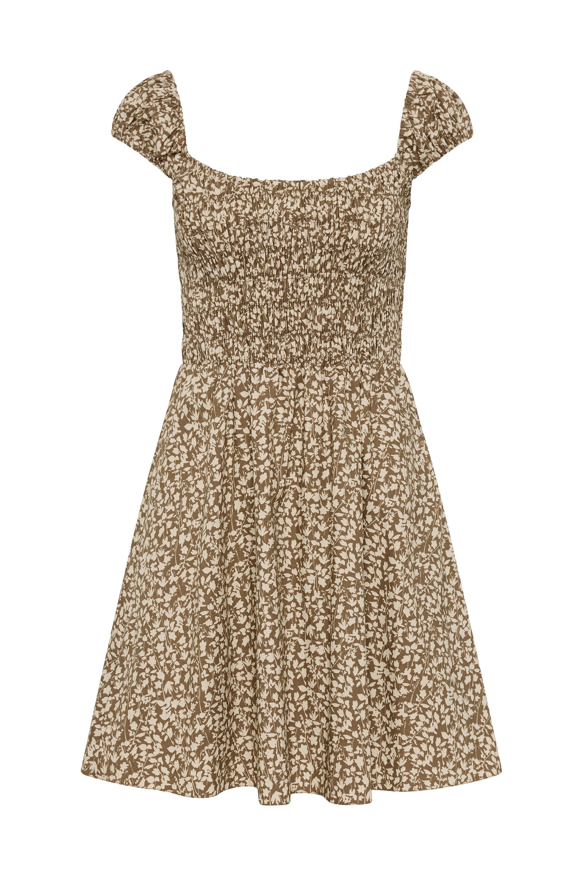 Lene Mini Dress Micro Leaves Walnut Product Image