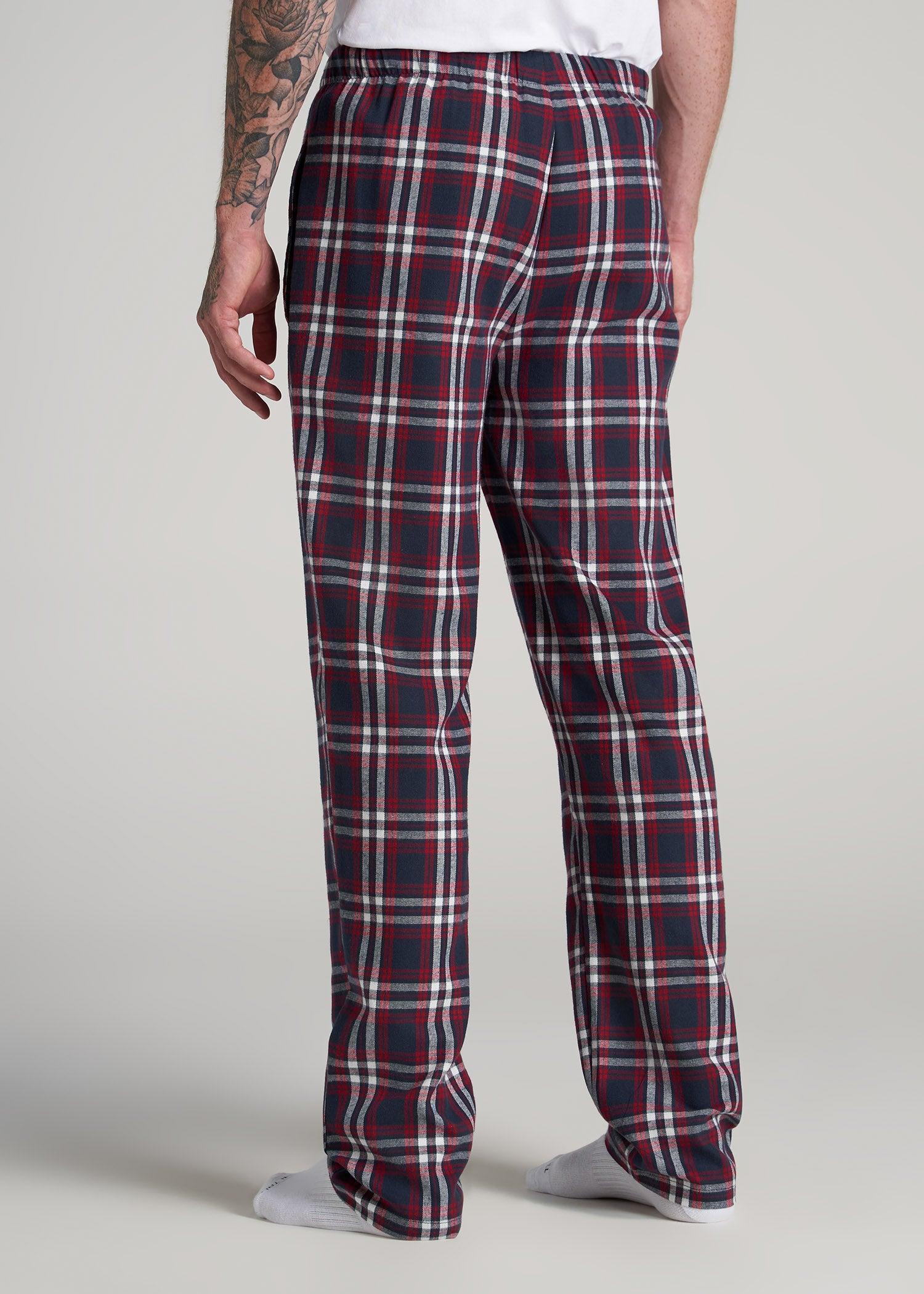 Plaid Pajama Pants for Tall Men in Navy & Red Tartan Male Product Image