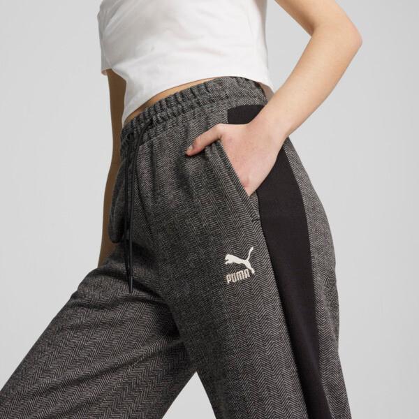 PUMA T7 Women's High Waist Track Pants in Black/Alpine Snow Product Image