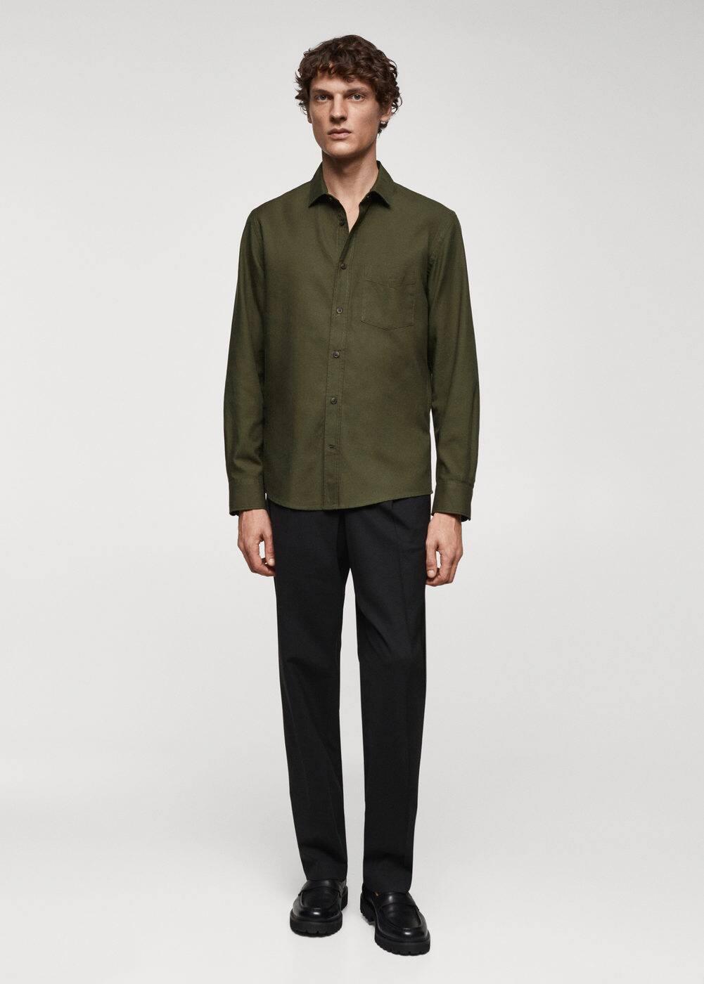 Mango Mens Brushed Cotton Twill Shirt Product Image