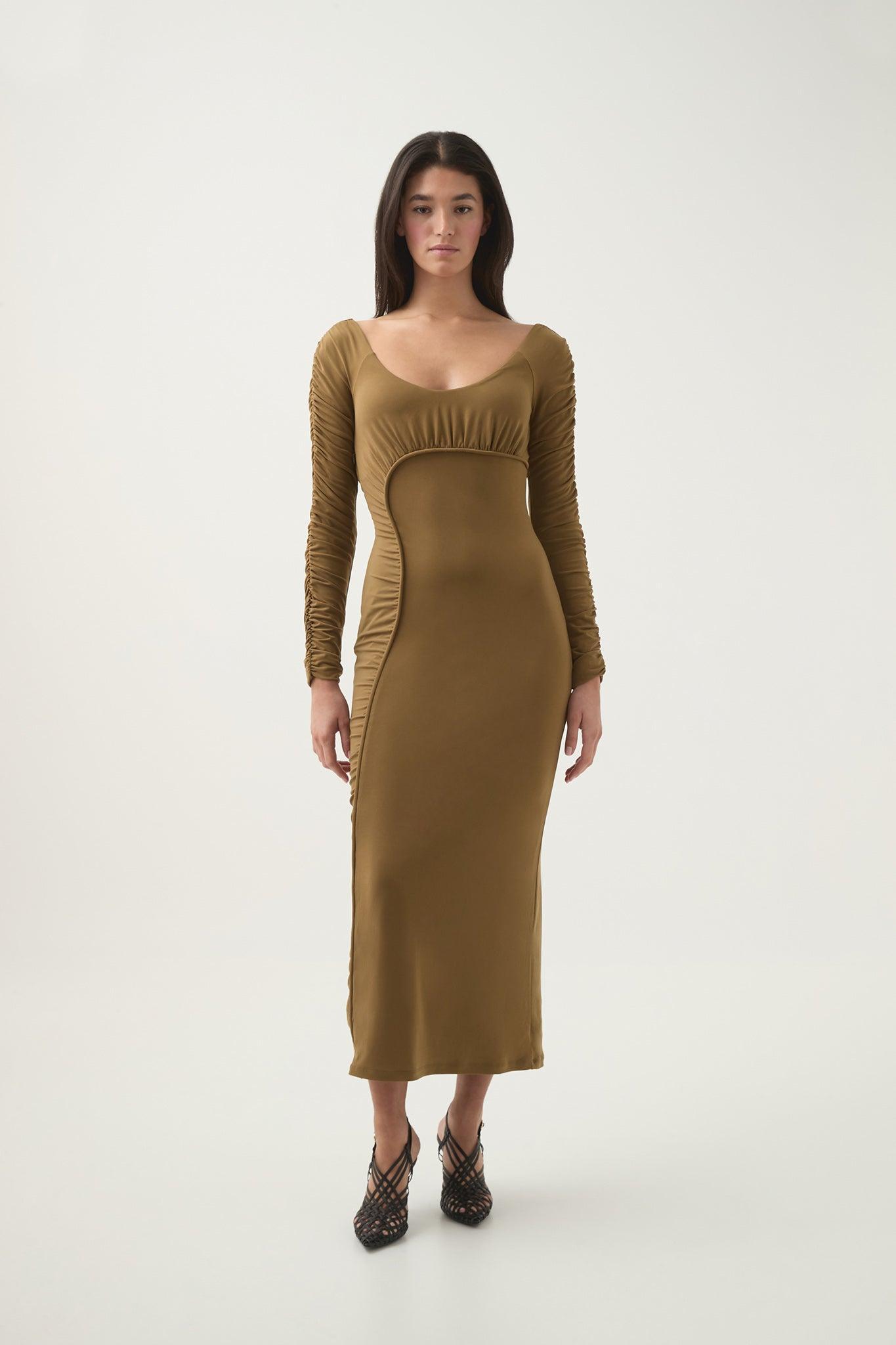 Cini Gathered Midi Dress Product Image