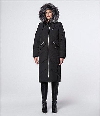 Andrew Marc Womens Phoebe Faux Fur Trim Down Coat - Black Product Image