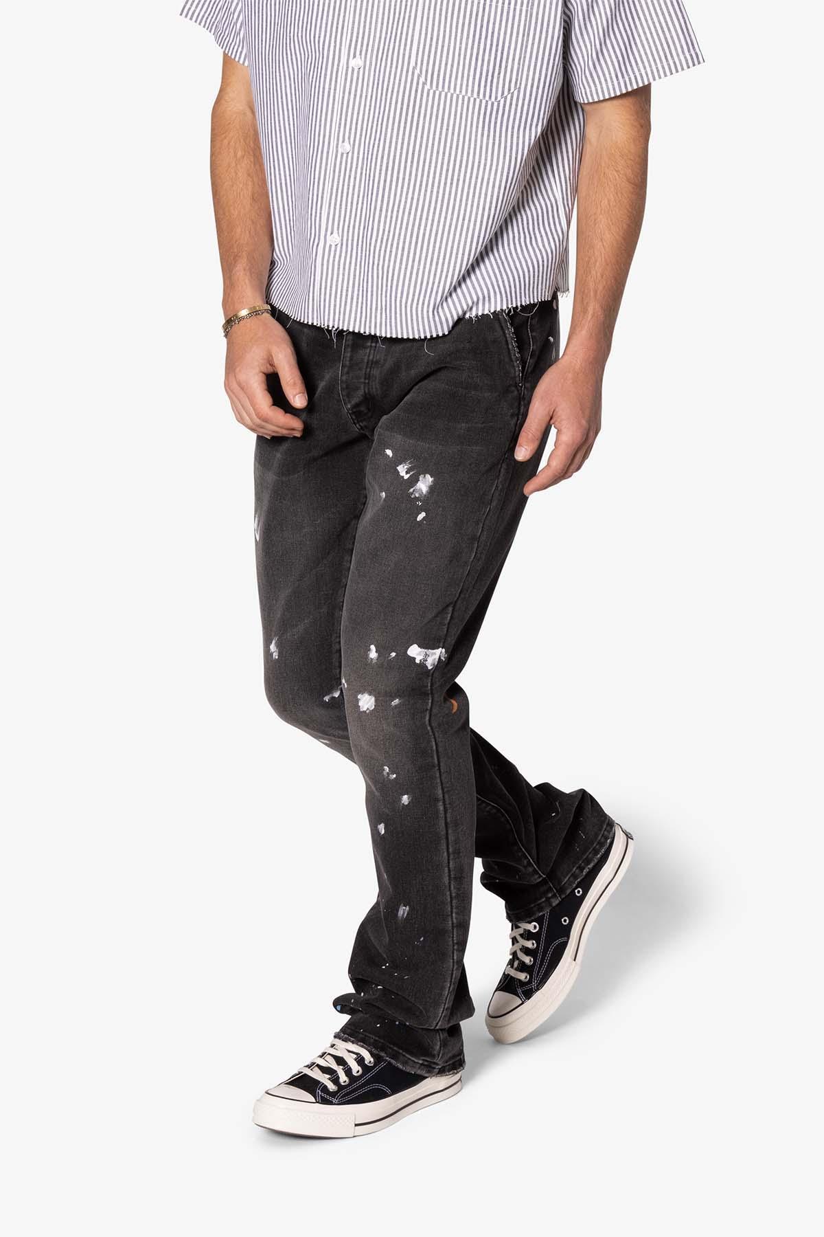 B679 Worn In Painted Pants - Washed Black Product Image