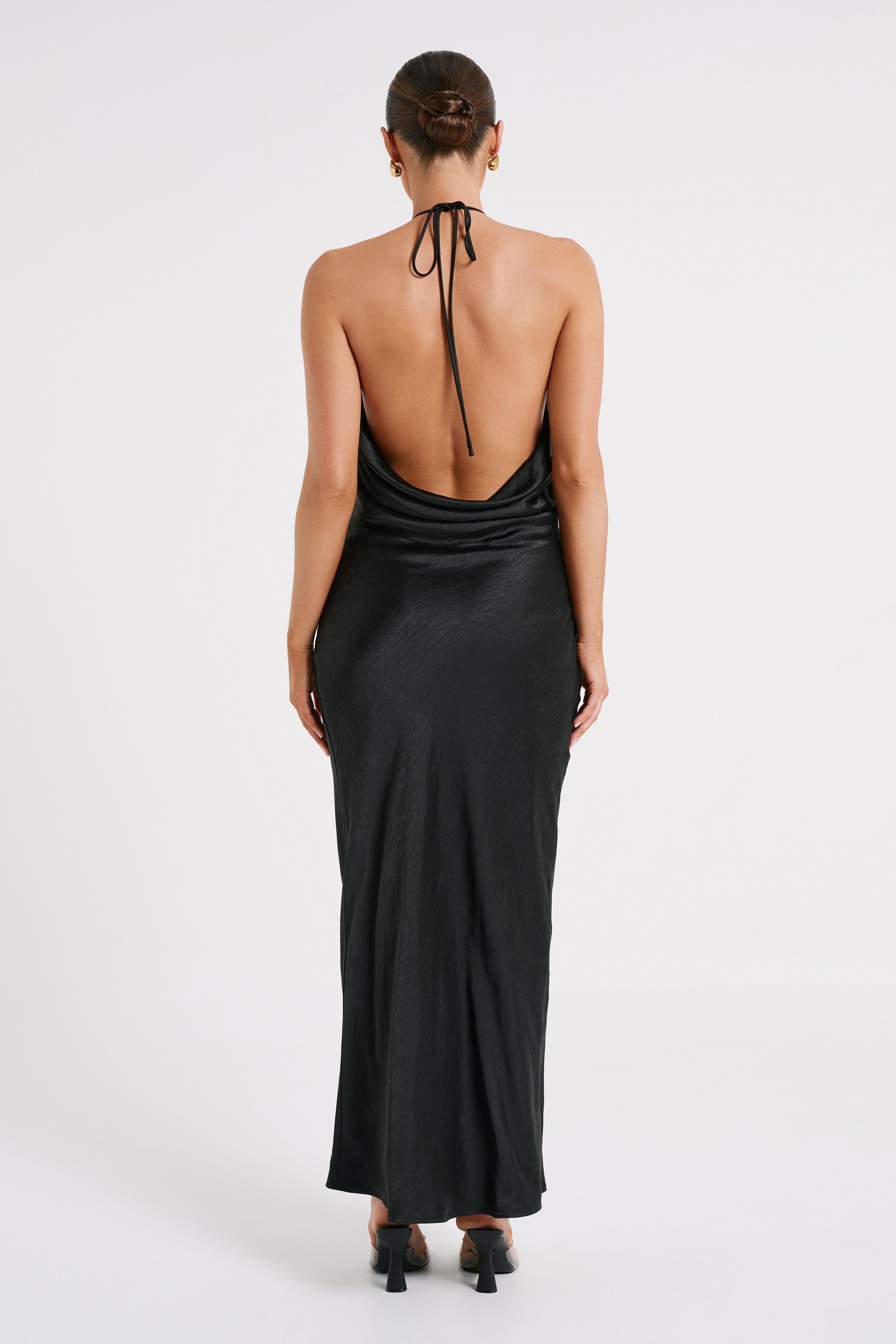 Sammy Satin Halter Maxi Dress - Black Product Image