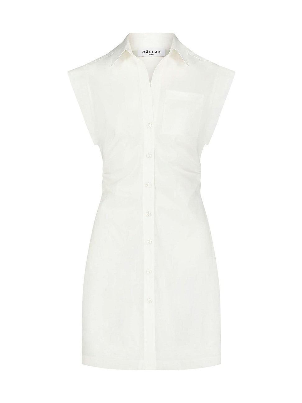 Womens Sleeveless Shirt Dress with Tucked Waist Product Image