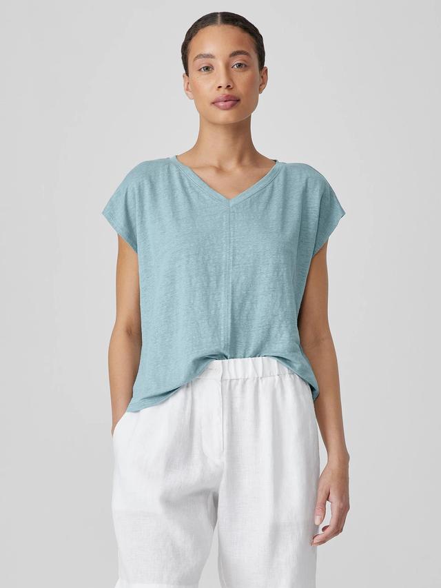 EILEEN FISHER Organic Linen Jersey V-Neck Teefemale Product Image