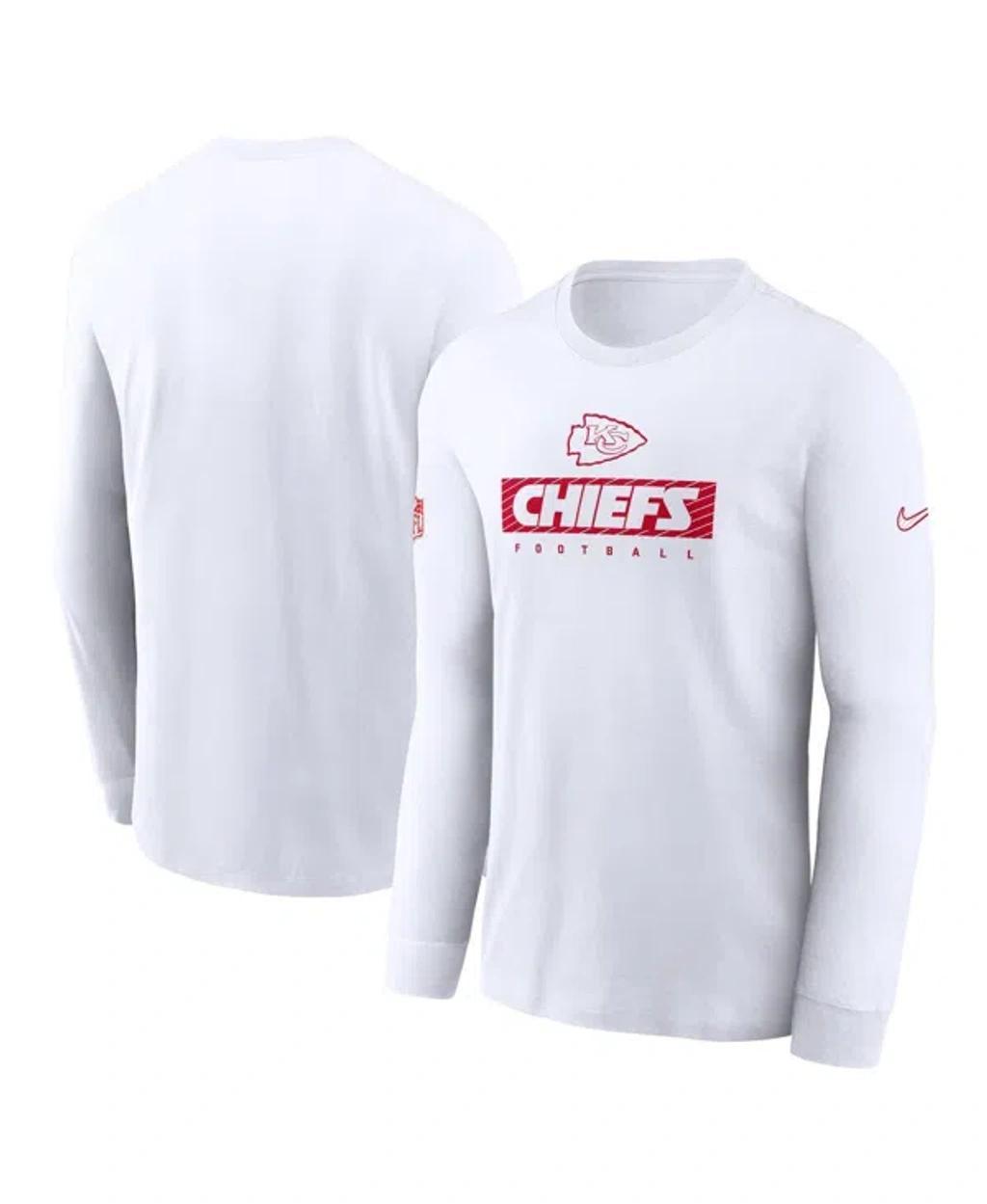 NIKE Men's White Kansas City Chiefs Sideline Performance Long Sleeve T-shirt Product Image