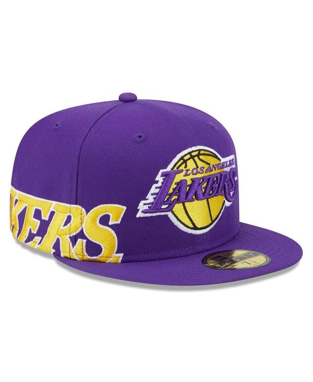 Mens New Era Purple Los Angeles Lakers Side Arch Jumbo 59FIFTY Fitted Hat Product Image