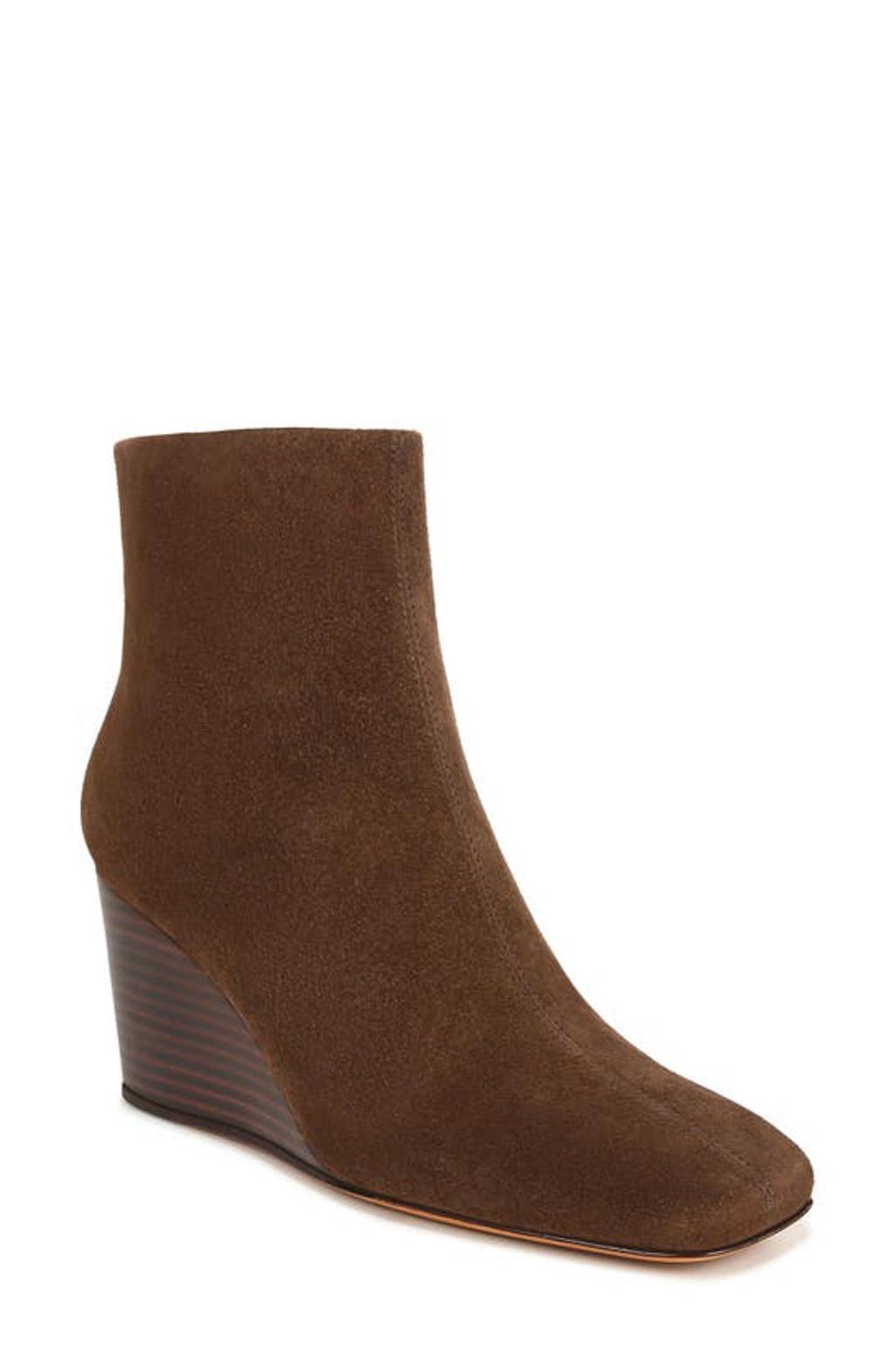 Andy Suede Wedge Booties In Pine Cone Brown Product Image