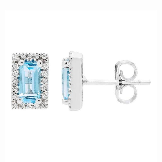 The Regal Collection 14k White Gold Swiss Blue Topaz Baguette & Diamond Accent Earrings, Womens Product Image