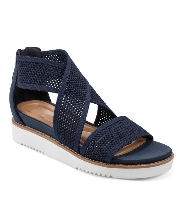 Easy Spirit Wander Womens Strap Wedge Sandals Blue Product Image