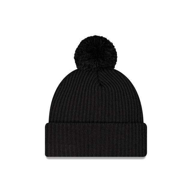 New Era Cap Black Ribbed Pom Knit Hat Male Product Image