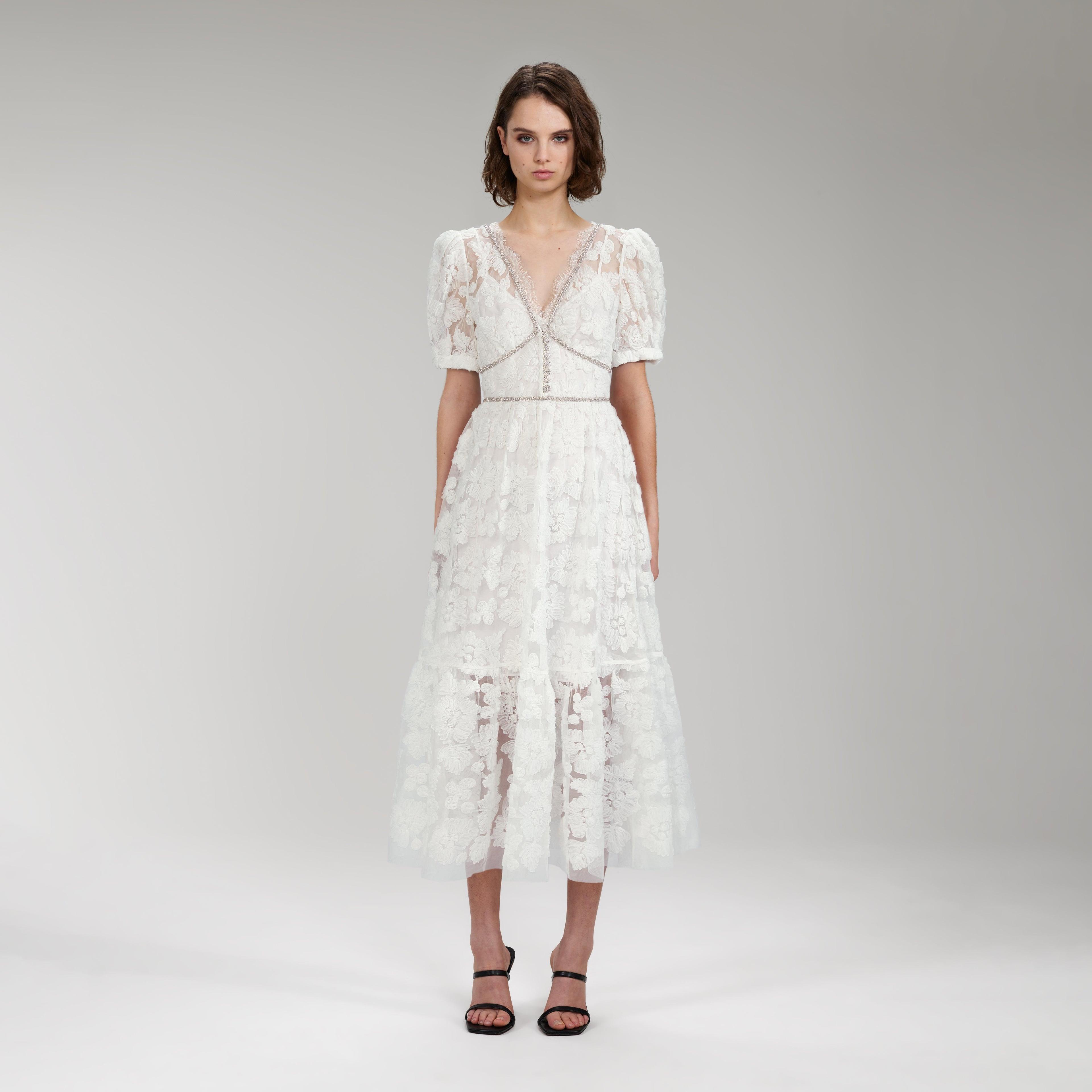 Ribbon Lace Midi Dress Product Image