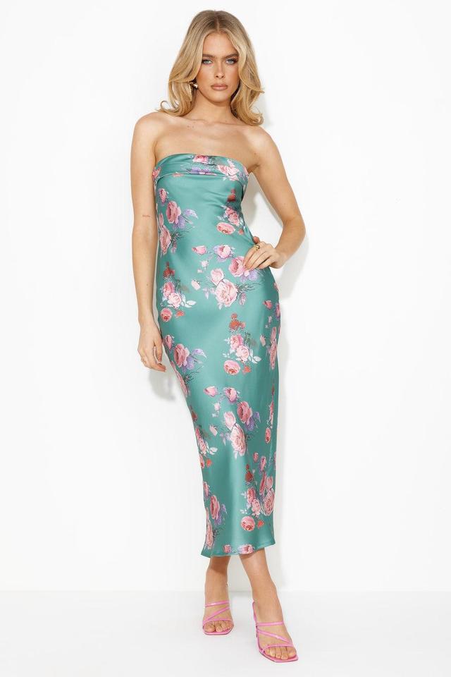 Scent Of Pretty Satin Maxi Dress Green Product Image