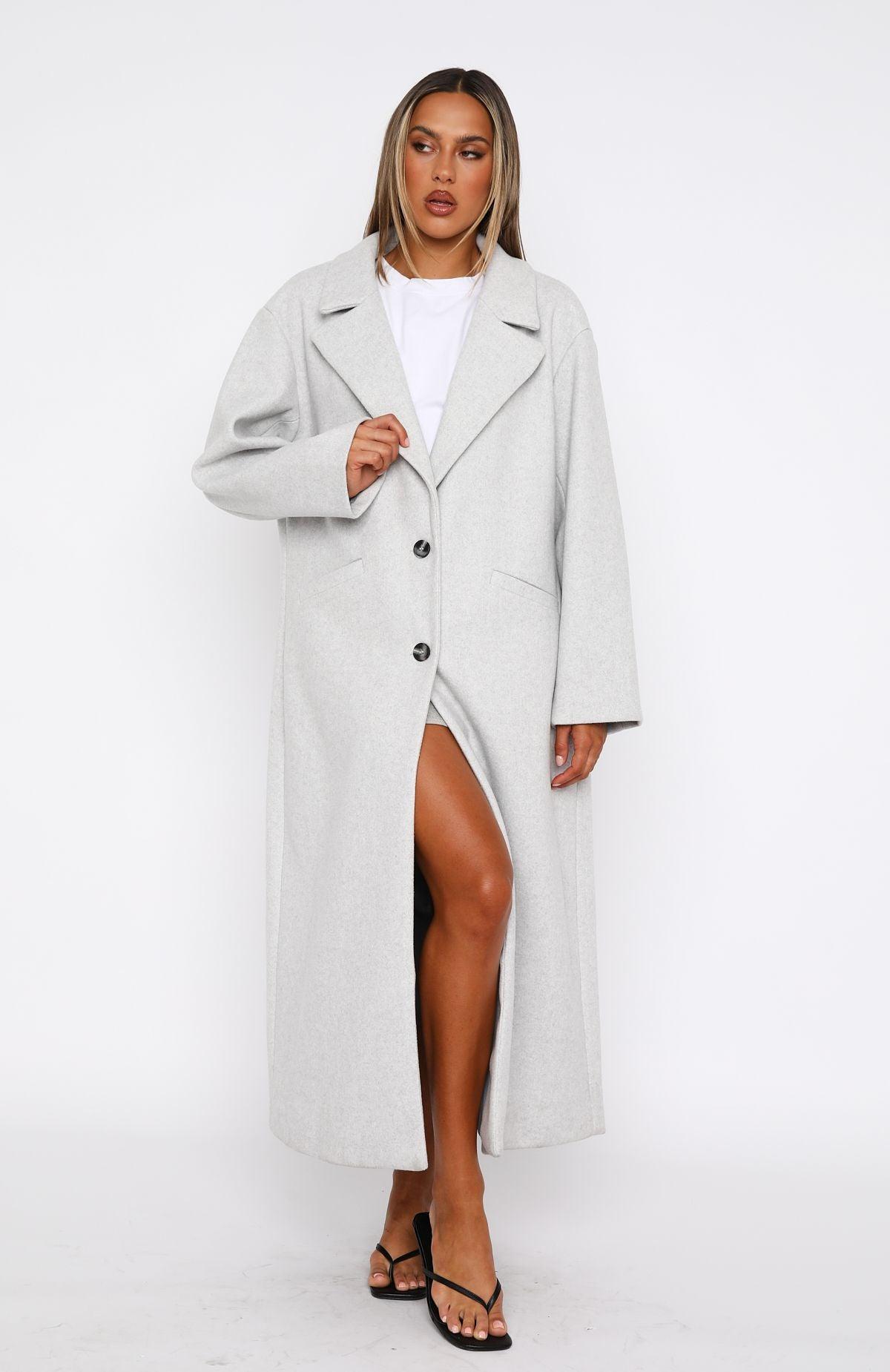 Smart Casual Oversized Coat Grey Product Image