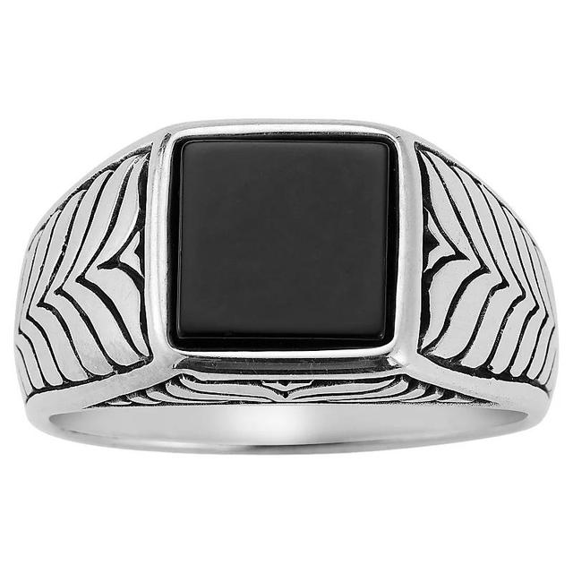 Menster Mens Sterling Silver Black Onyx Square Signet Ring Product Image