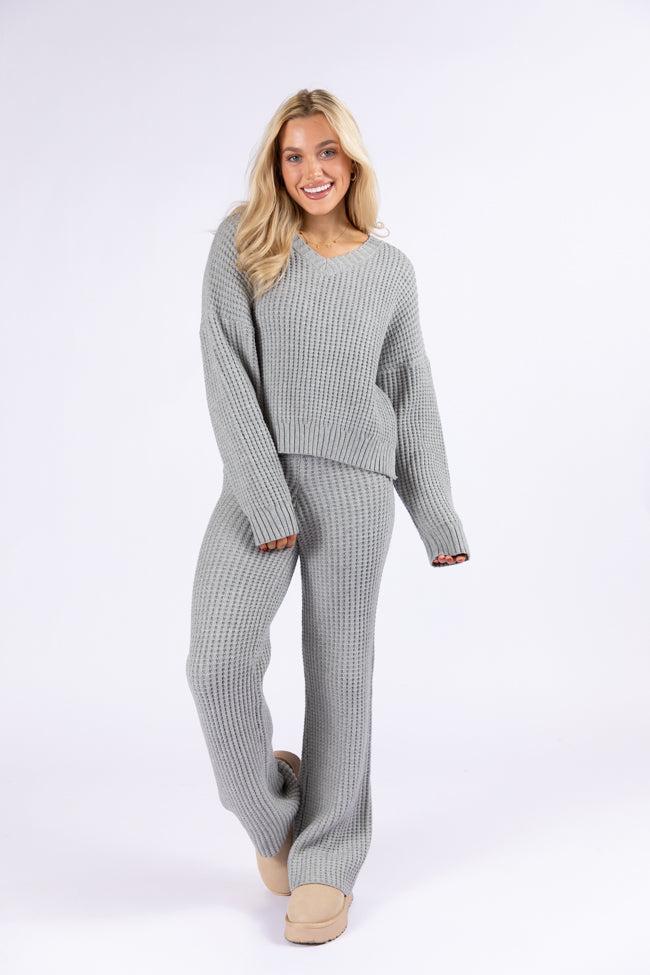 This Is Why Charcoal Thermal Waffle Knit Pants FINAL SALE Product Image