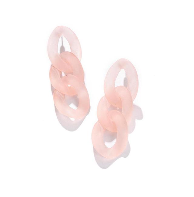 Sohi Womens Pink Chain-link Drop Earrings Product Image