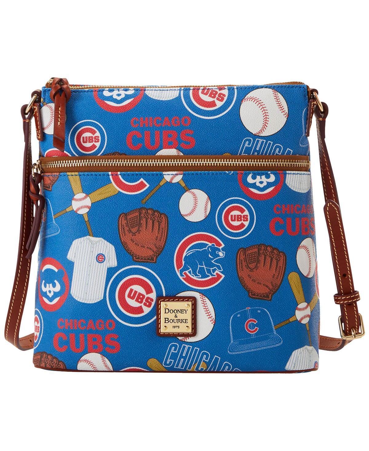 Dooney & Bourke Womens MLB Cubs Crossbody Coated Cotton Shoulder Bag in Blue Product Image