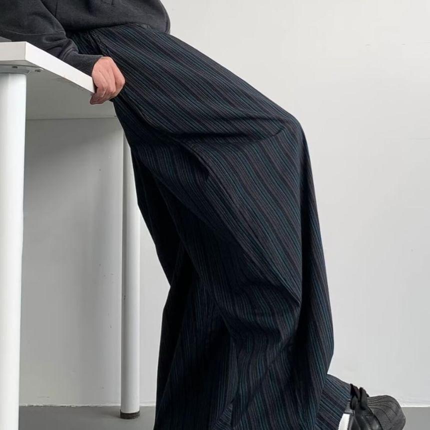 Mid Waist Striped Wide Leg Pants Product Image