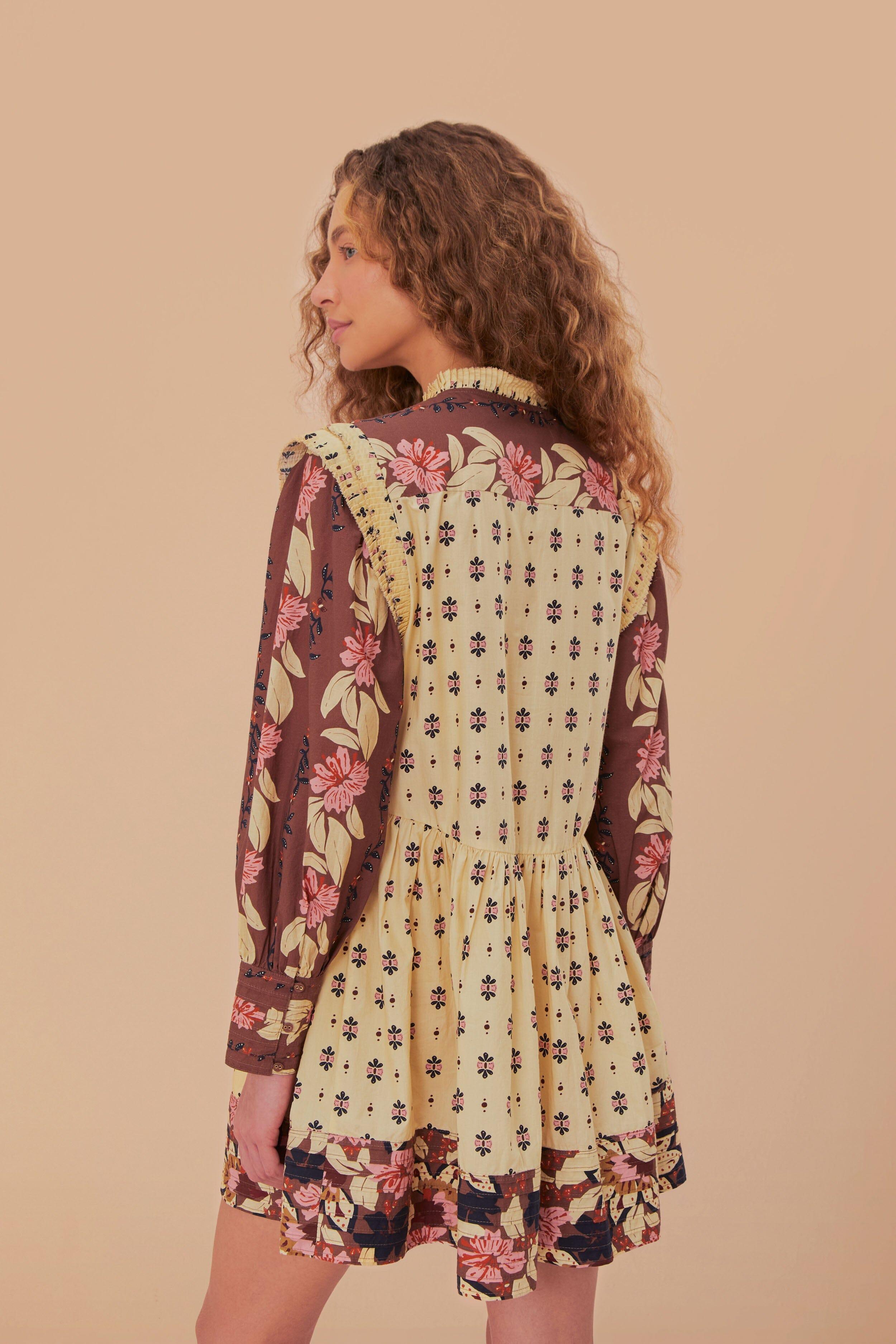 Ainika Maxi Floral Cream Open Yoke Mini Dress, AINIKA MAXI FLORAL CREAM / XXS Product Image