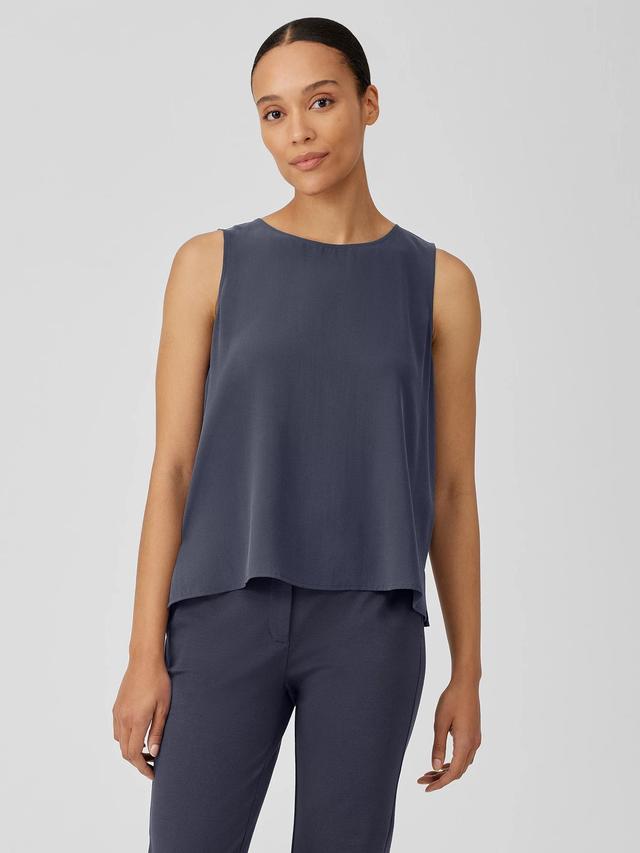 EILEEN FISHER Silk Georgette Crepe Jewel Neck Tankfemale Product Image