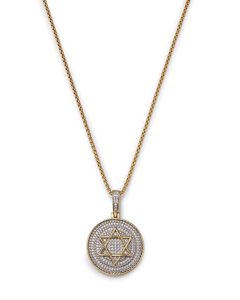 Bloomingdales Fine Collection Mens Diamond Star of David Medallion Pendant Necklace in 14K Yellow Gold, 0.50 ct. t. w. Product Image