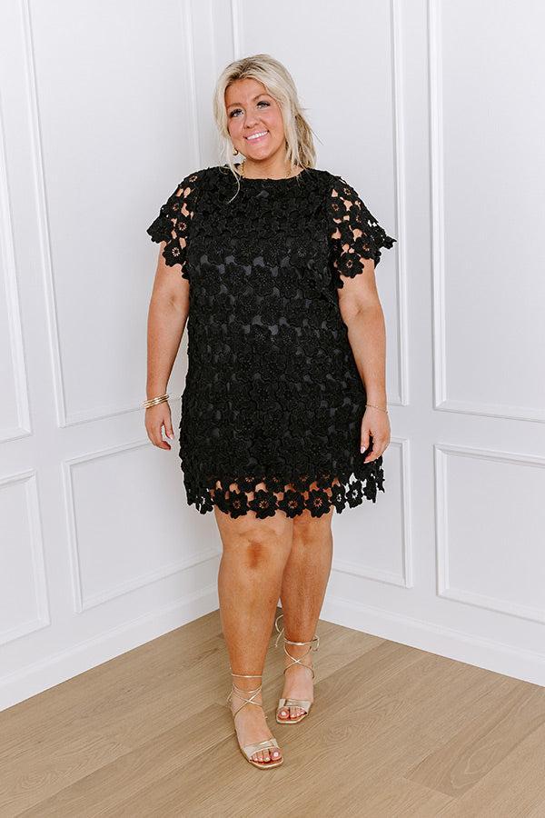 Dainty Darling Crochet Mini Dress in Black Curves Product Image