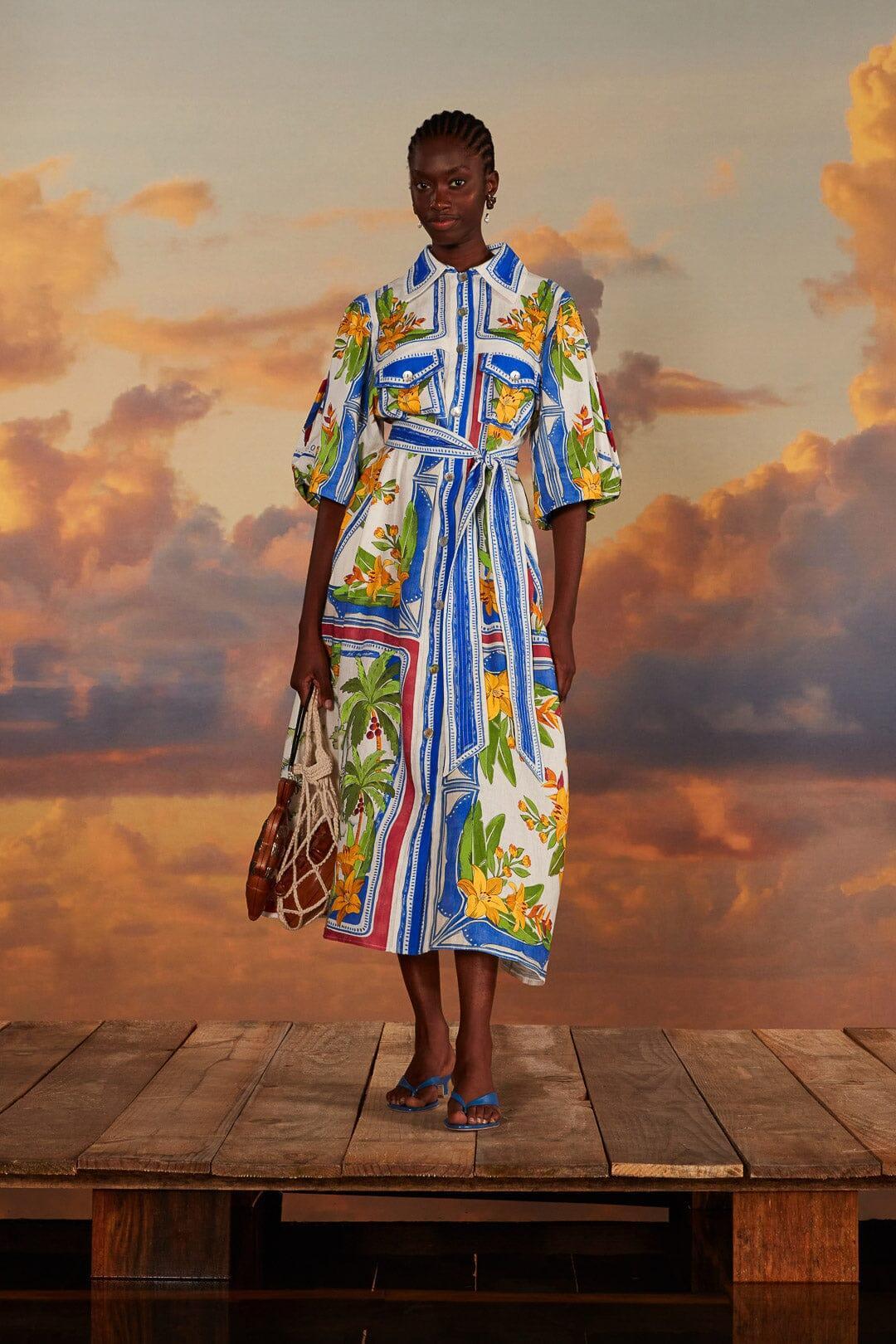 Off-White Tropical Destination Midi Dress Product Image