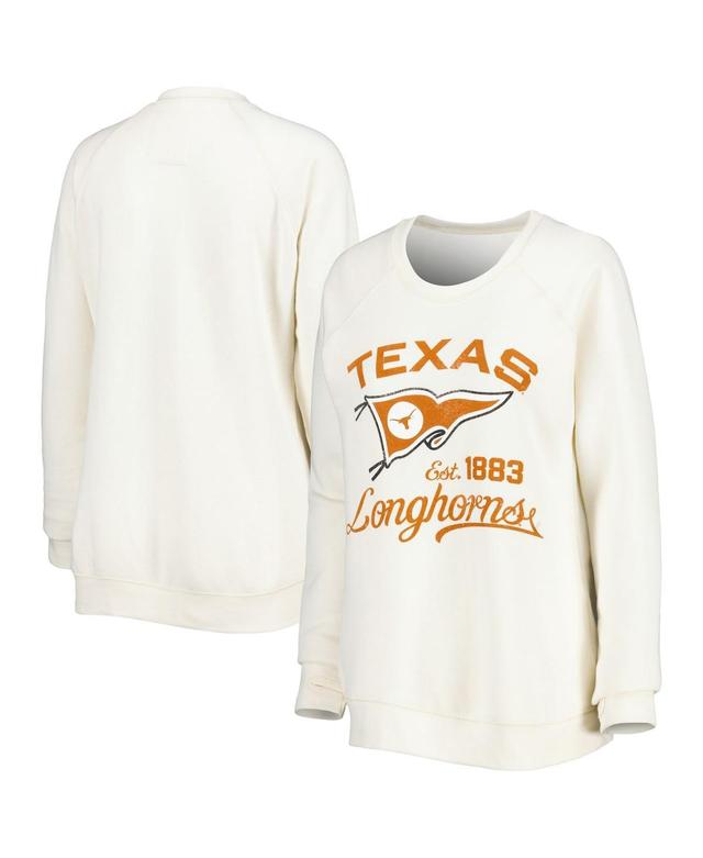 Womens Pressbox Cream Texas Longhorns Old Standard Pennant Knobi Raglan Pullover Sweatshirt Product Image