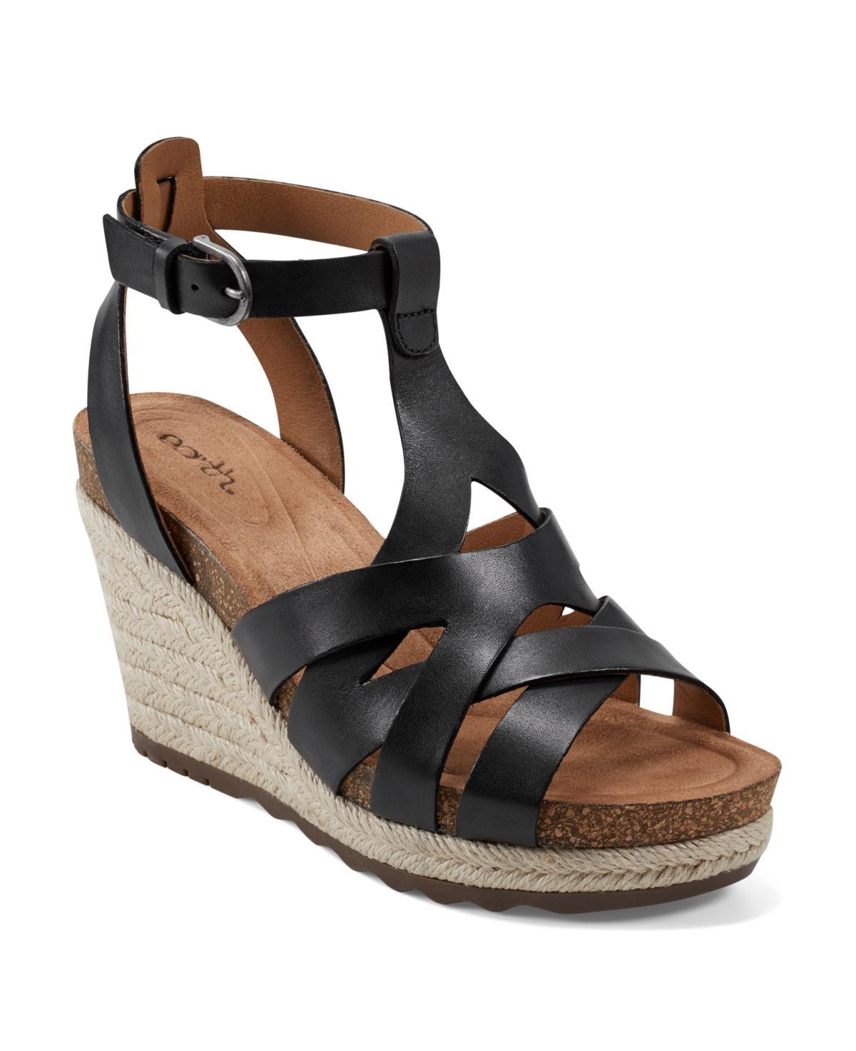 Earth Womens Malera Open Toe Ankle Strap Wedge Sandals Product Image