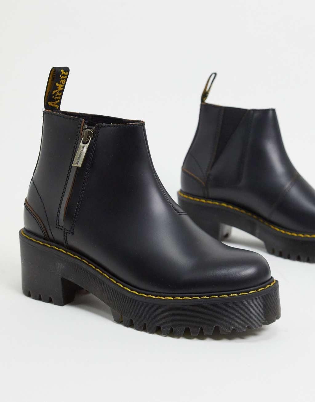 Dr Martens Rometty II zip heeled chelsea boots in black Product Image