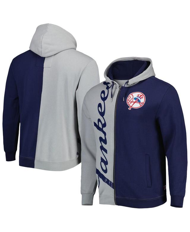 Mens Mitchell & Ness Gray and Navy New York Yankees Fleece Full-Zip Hoodie - Gray Product Image