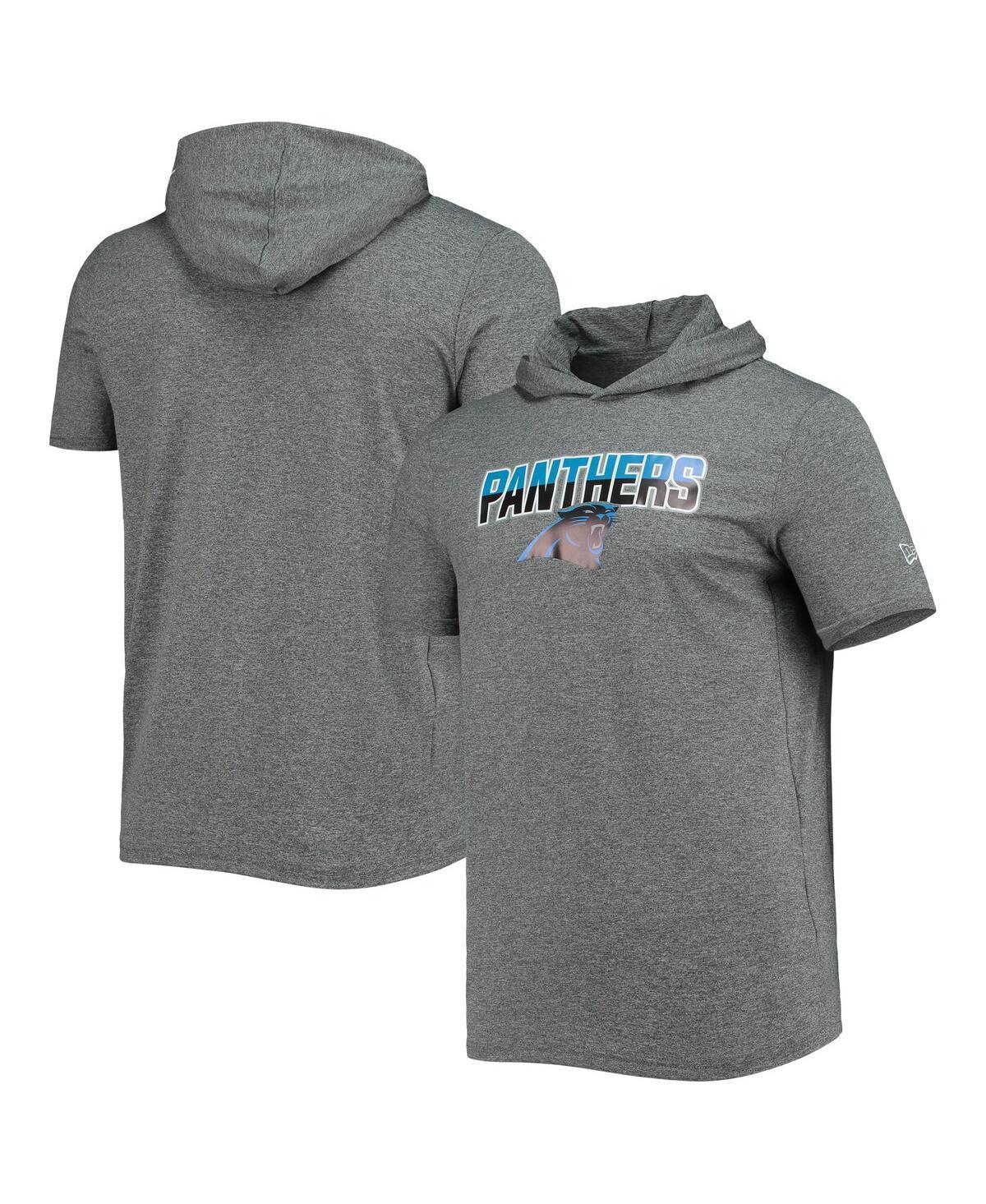 Mens New Era Heathered Gray Carolina Panthers Team Brushed Hoodie T-Shirt Grey Product Image