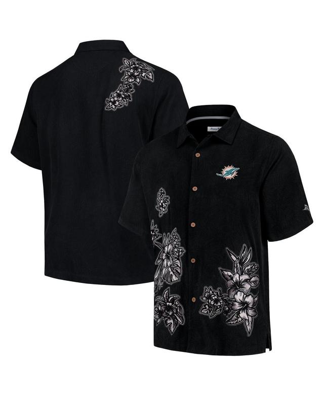 Tommy Bahama Mens Black Miami Dolphins Hibiscus Camp Button-Up Shirt Product Image