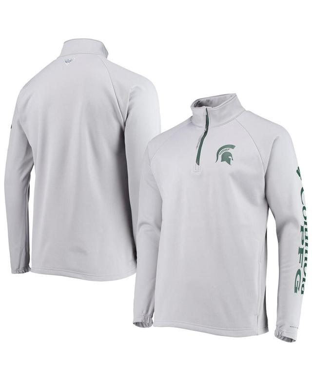 Mens Columbia Gray Michigan State Spartans Terminal Tackle Fleece Raglan Omni-Shade Quarter-Zip Jacket Product Image