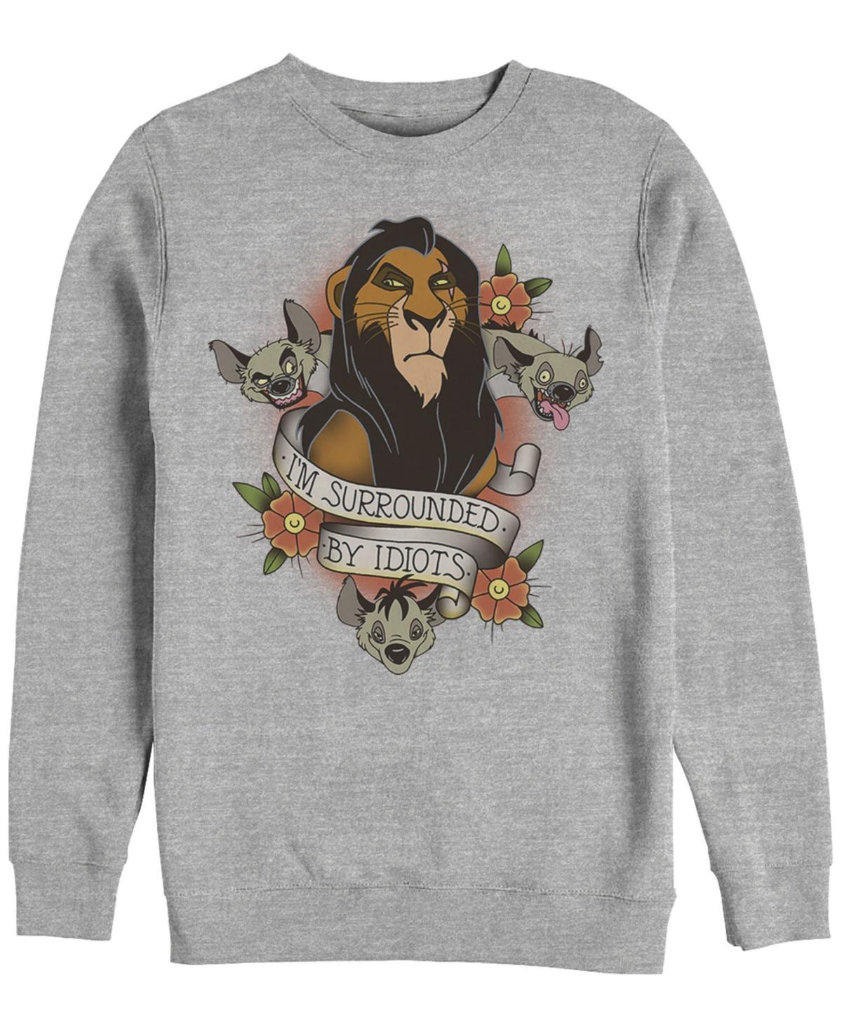 Disney Mens Lion King Scar Surrounded by Idiots Tattoo, Crewneck Fleece Product Image