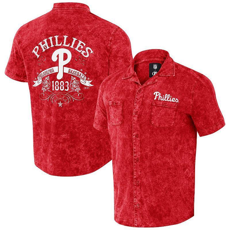 Mens Darius Rucker Collection by Fanatics  Red Philadelphia Phillies Denim Team Color Button-Up Shirt Product Image