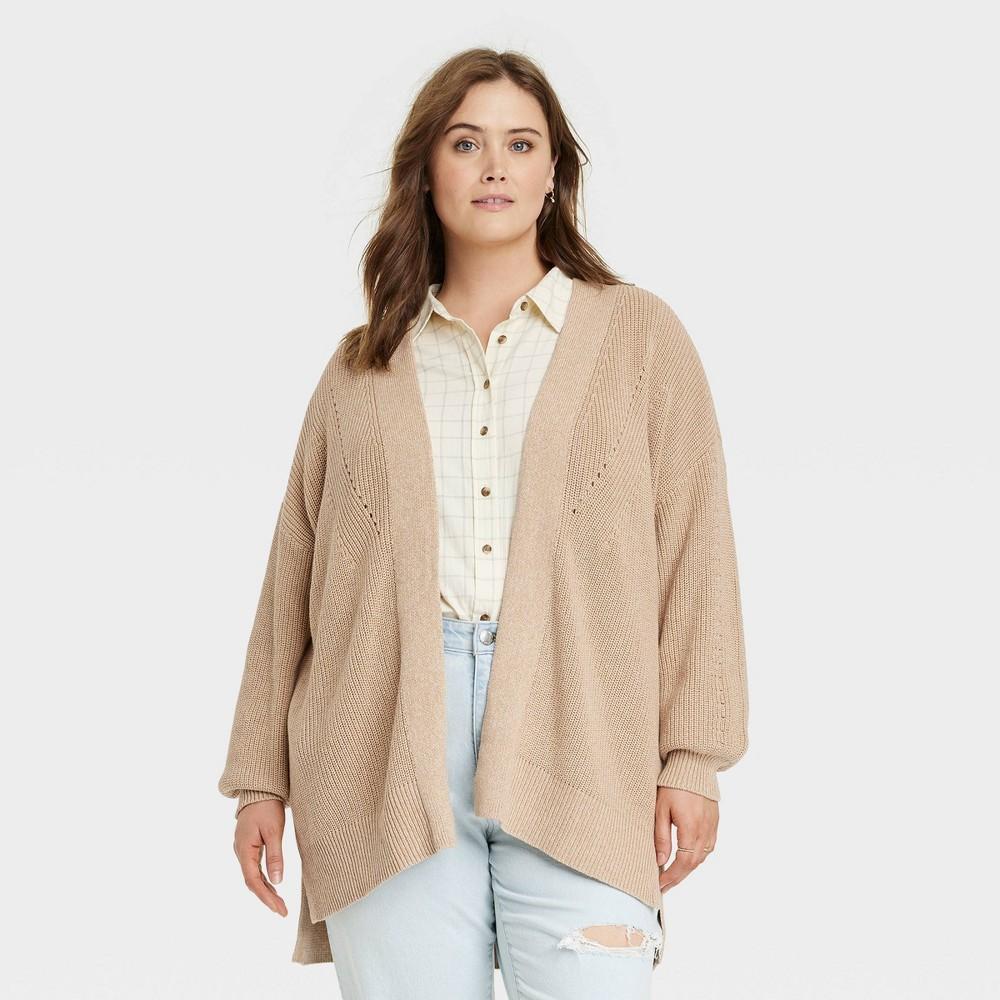 Womens Open-Front Cardigan - Universal Thread Tan 3X Product Image