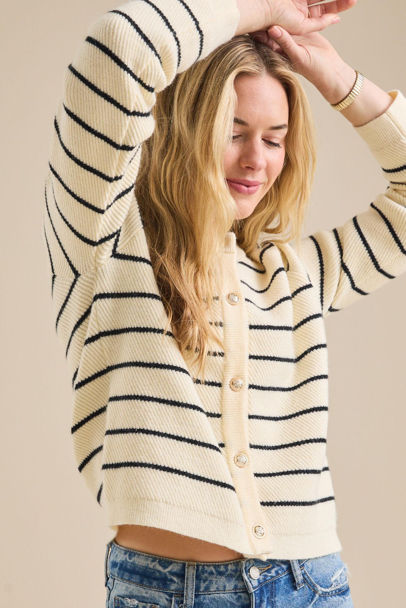 Bethany Stripe Button Down Cardigan Product Image