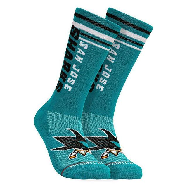 Mens Mitchell & Ness Teal San Jose Sharks Power Play Crew Socks Product Image